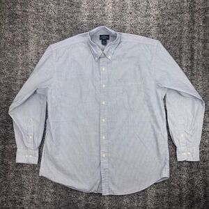 Vtg Cambridge Classics Blue Cotton Shirt Men's L Striped Button Down Long Sleeve